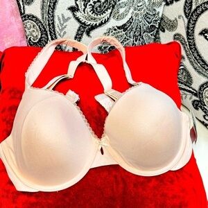 Paramour 135031 Bra 40C Low Plunge T Shirt J hook Beige Underwire Soft 3484 PS